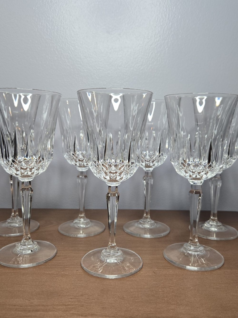 Crystal Cut Wine Glasses (Set of 7)